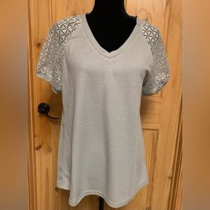 Merokeety Gray Embellished T-Shirt with Relaxed Fit